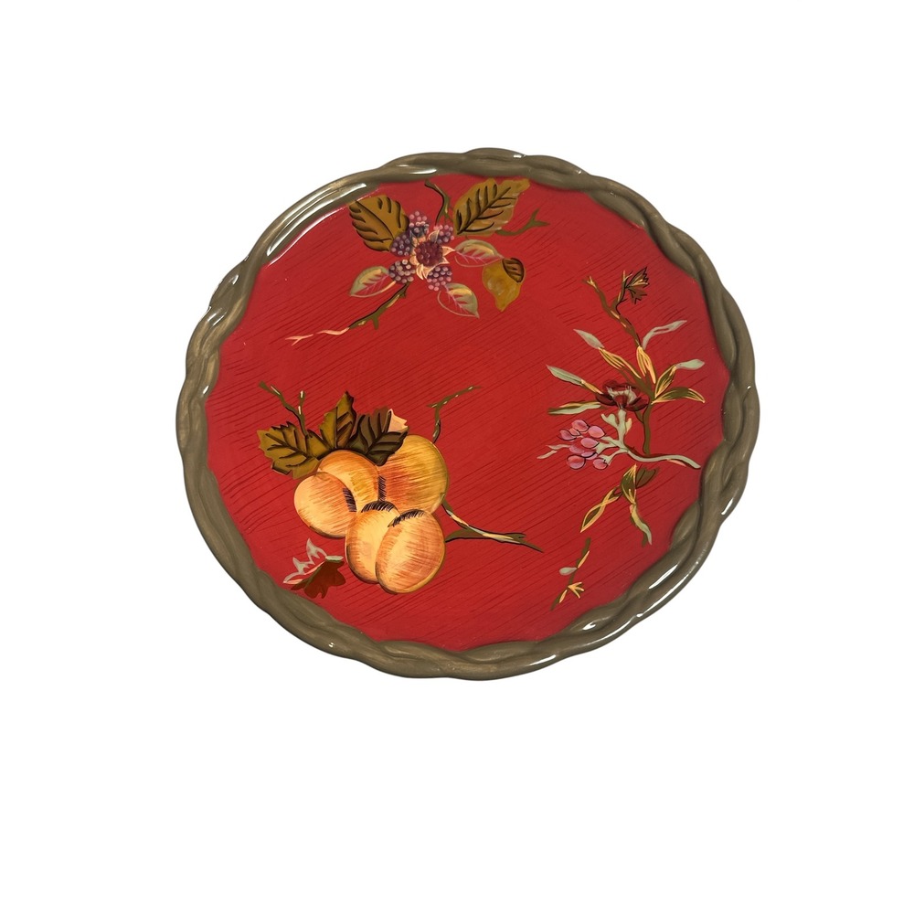 Tracy Porter Octavia Hill Collection Red Fruit Floral 11 inch Dinner Plates (3)